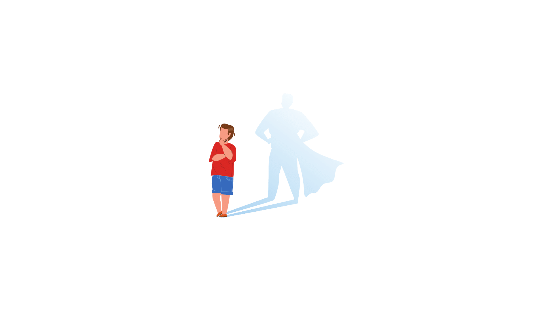 illustration d'un homme et de son ombre en super héro